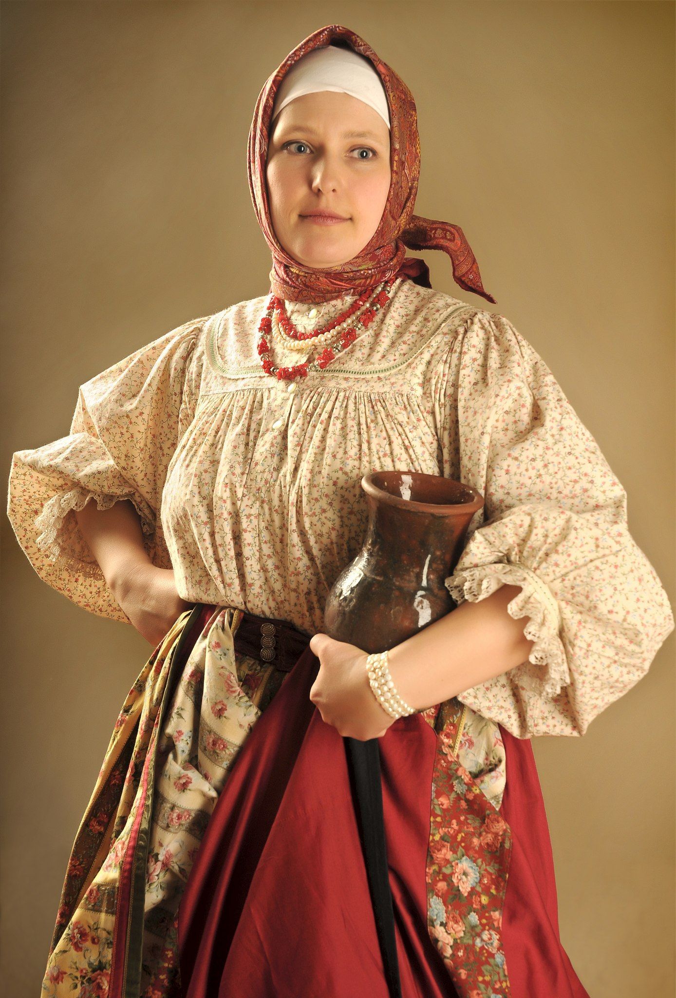 Girls in Slavic costumes in Vilnius