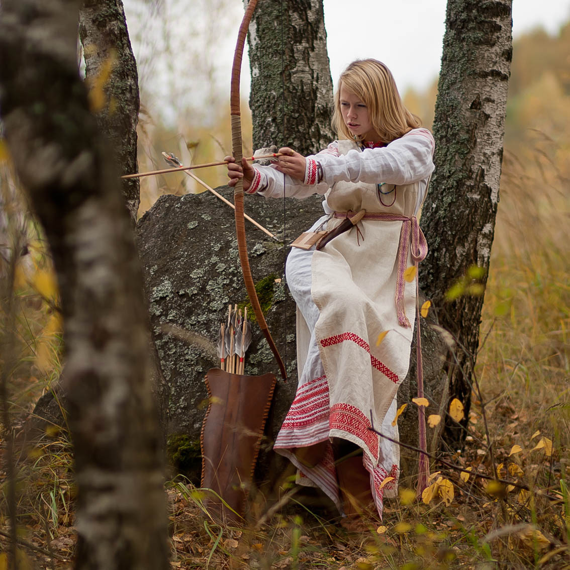 Sexy photo Girls in Slavic costumes in Vilnius